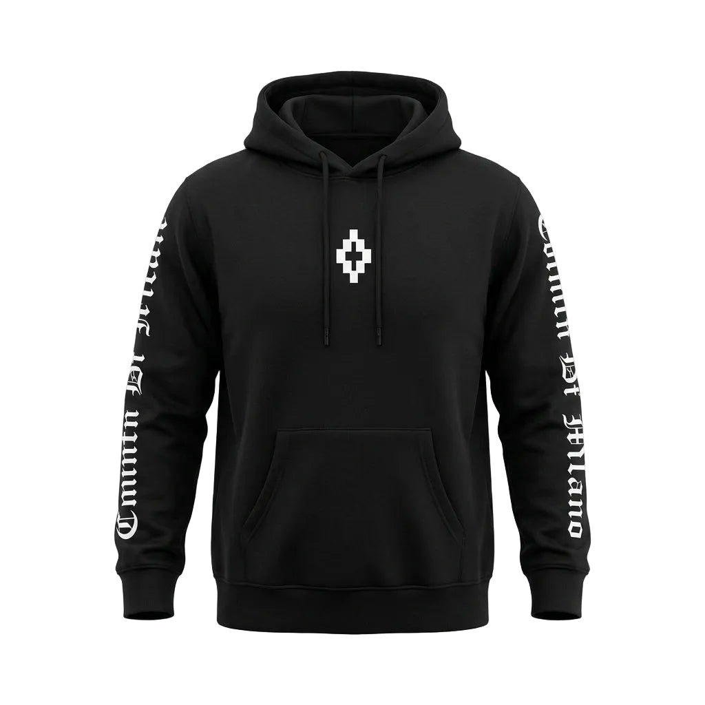 MARCELO BURLON hoodie featuring cross graphic sleeves available at Lestyle Boutique Melbourne