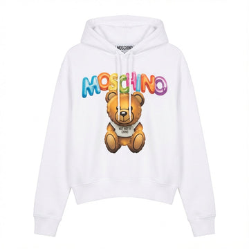 Moschino hoodie featuring a teddy bear and colorful logo available at Lestyle Boutique Melbourne