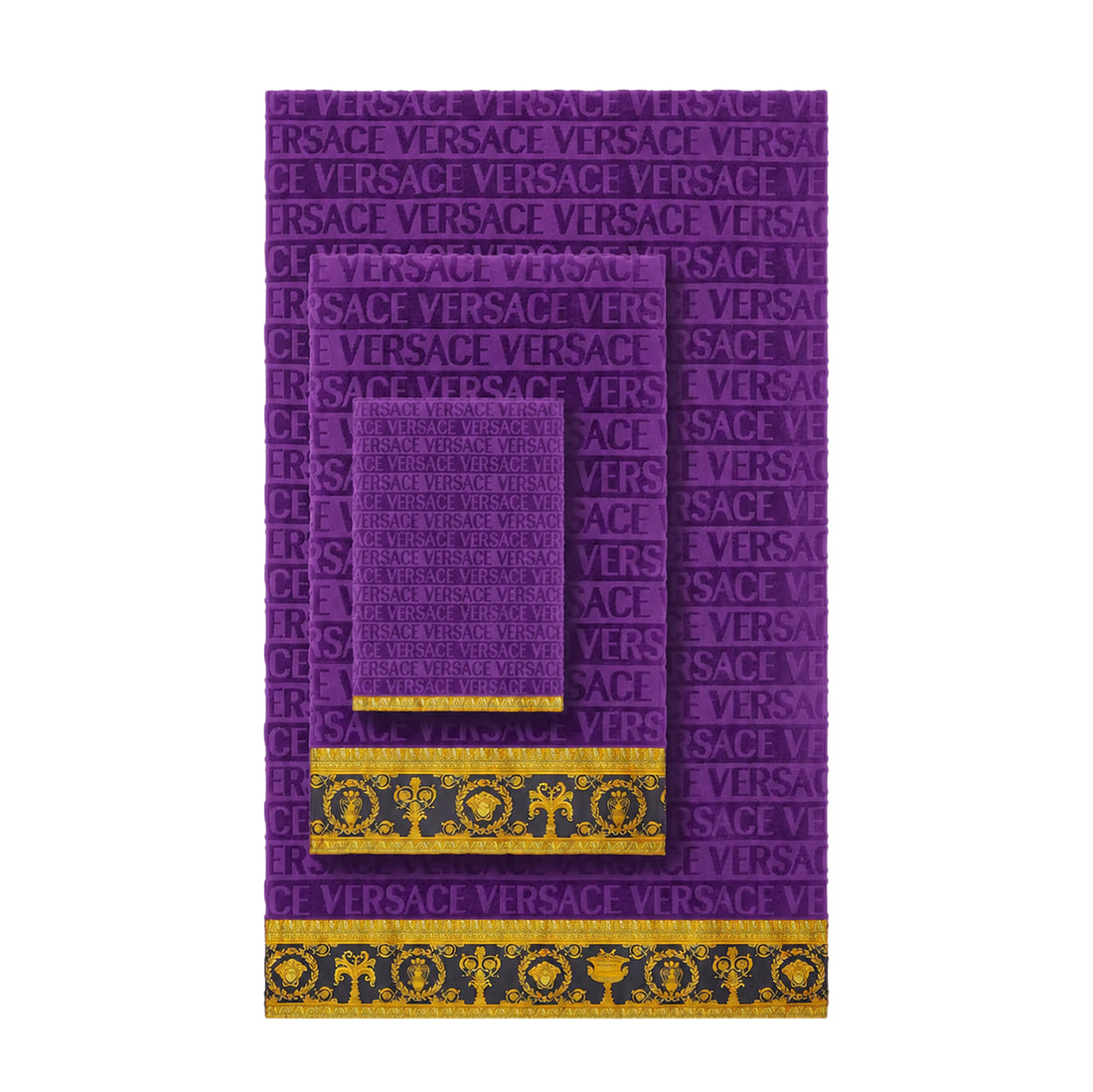 Versace I ♡ Baroque cotton towel set featuring Medusa motif available at Lestyle Boutique Melbourne