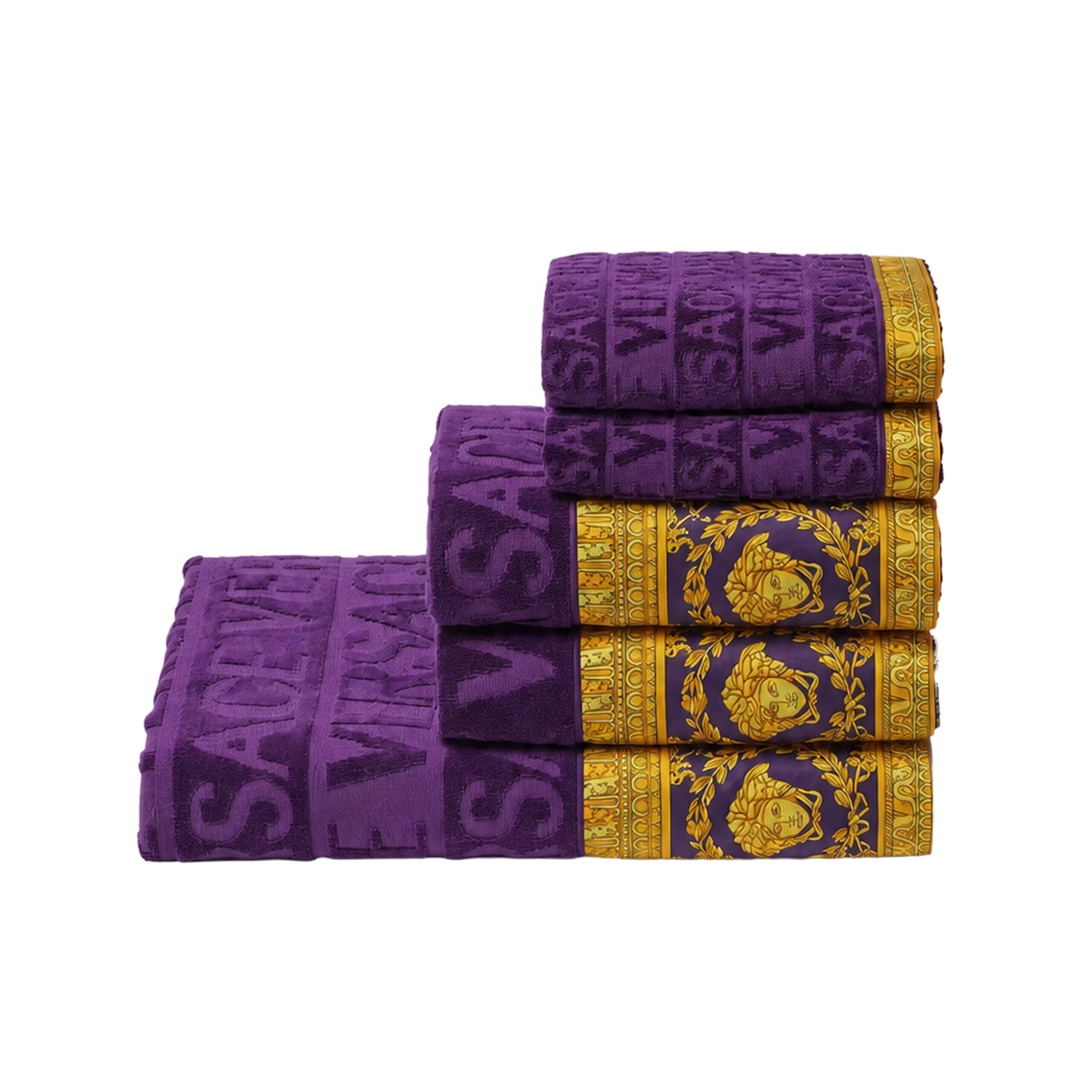 Versace I ♡ Baroque cotton towel set featuring Medusa motif available at Lestyle Boutique Melbourne