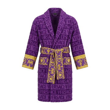 Versace bathrobe featuring bold logo print available at Lestyle Boutique Melbourne