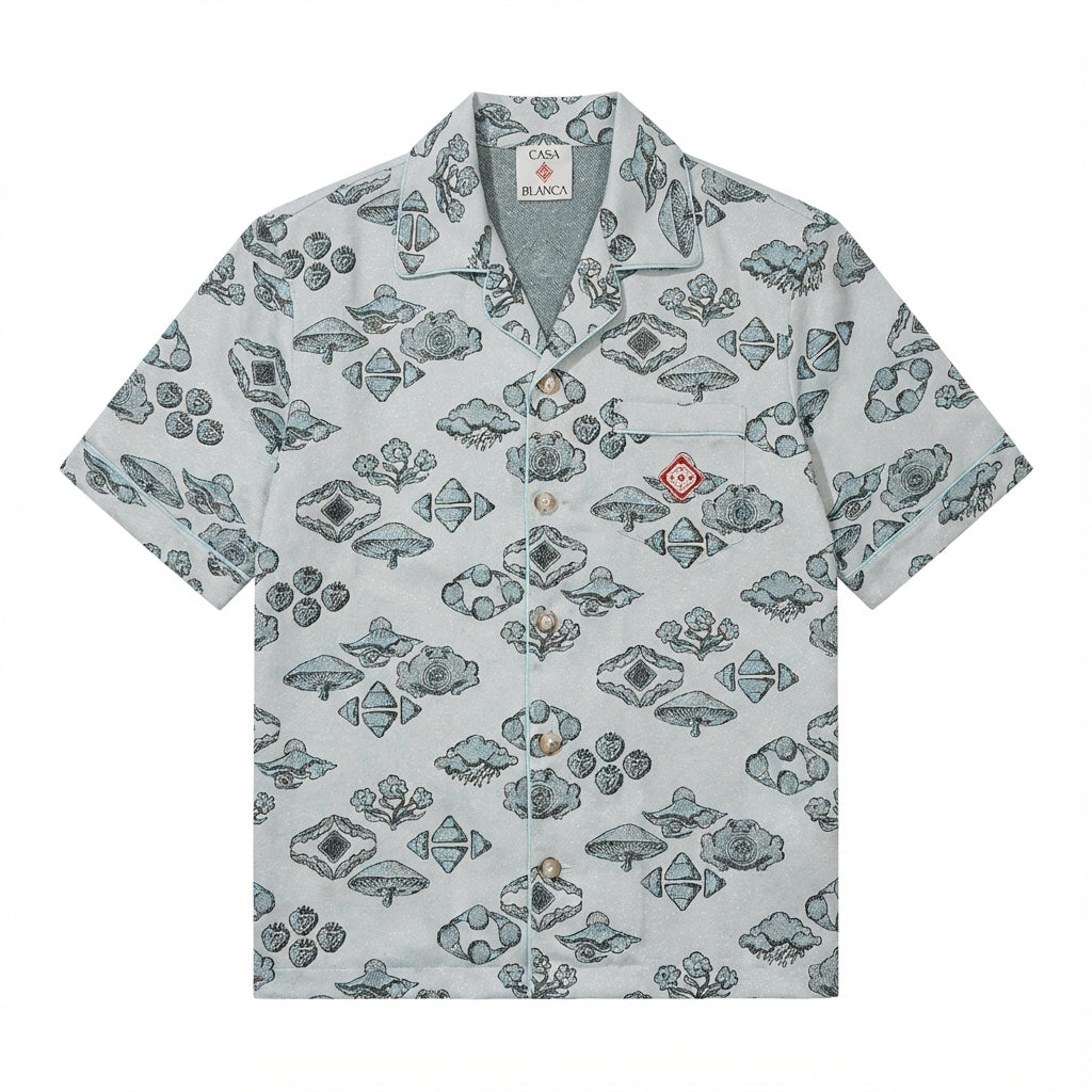 Casa Blanca men's shirt featuring a geometric and floral pattern available at Lestyle Boutique Melbourne
