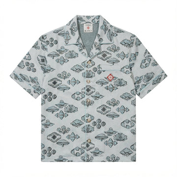 Casa Blanca men's shirt featuring a geometric and floral pattern available at Lestyle Boutique Melbourne