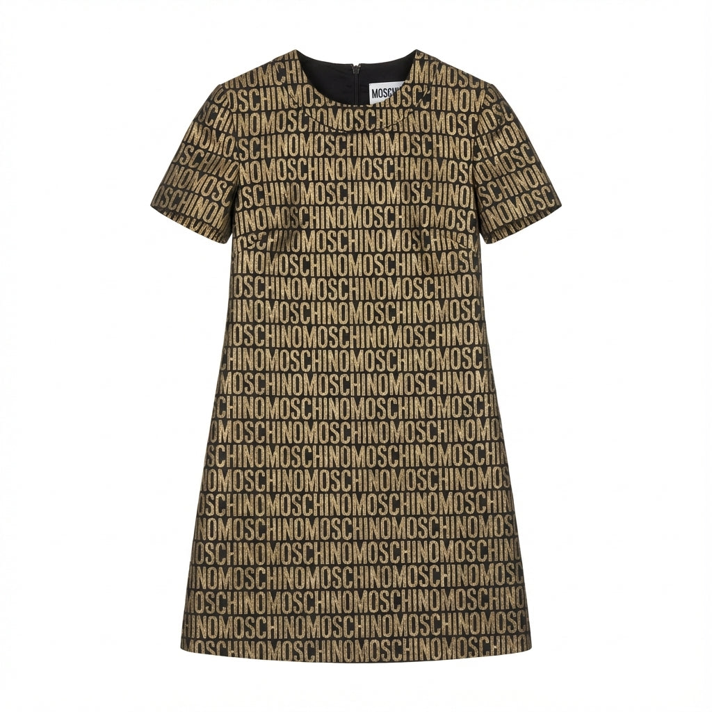 Moschino Dress featuring bold logo print available at Lestyle Boutique Melbourne
