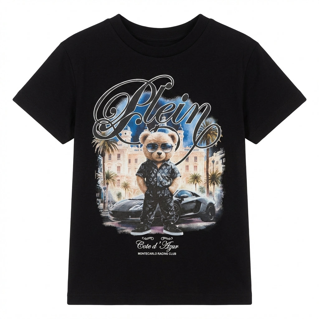Philipp Plein junior boy t-shirt featuring a bear with sunglasses available at Lestyle Boutique Melbourne