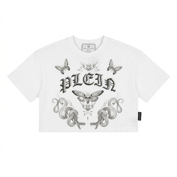 Philipp Plein junior girl T-shirt featuring butterfly and snake graphic available at Lestyle Boutique Melbourne