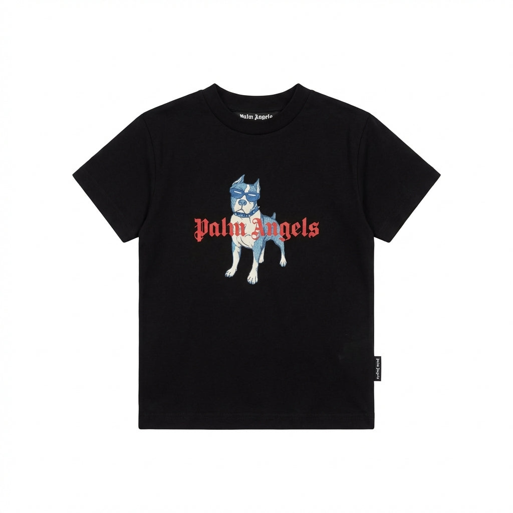 Palm Angels kids T-shirt featuring dog graphic available at Lestyle Boutique Melbourne