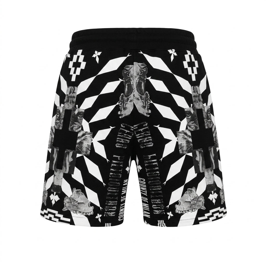 Marcelo Burlon sweatshorts featuring bold geometric pattern available at Lestyle Boutique Melbourne