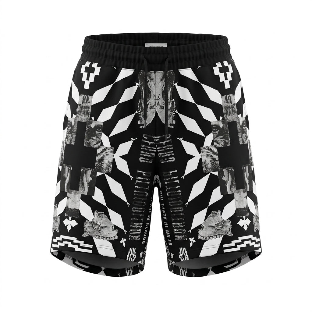 Marcelo Burlon sweatshorts featuring bold geometric pattern available at Lestyle Boutique Melbourne