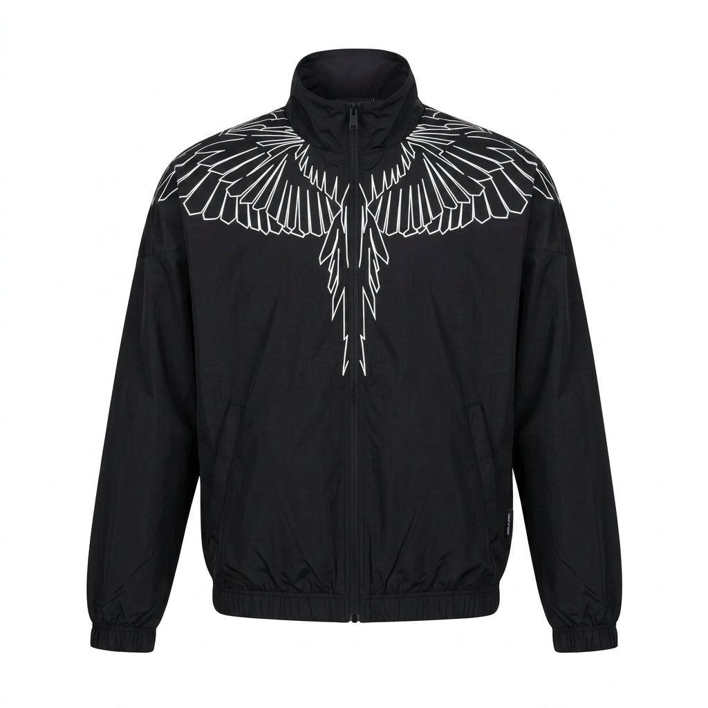 Marcelo Burlon nylon jacket featuring a white geometric eagle design available at Lestyle Boutique Melbourne