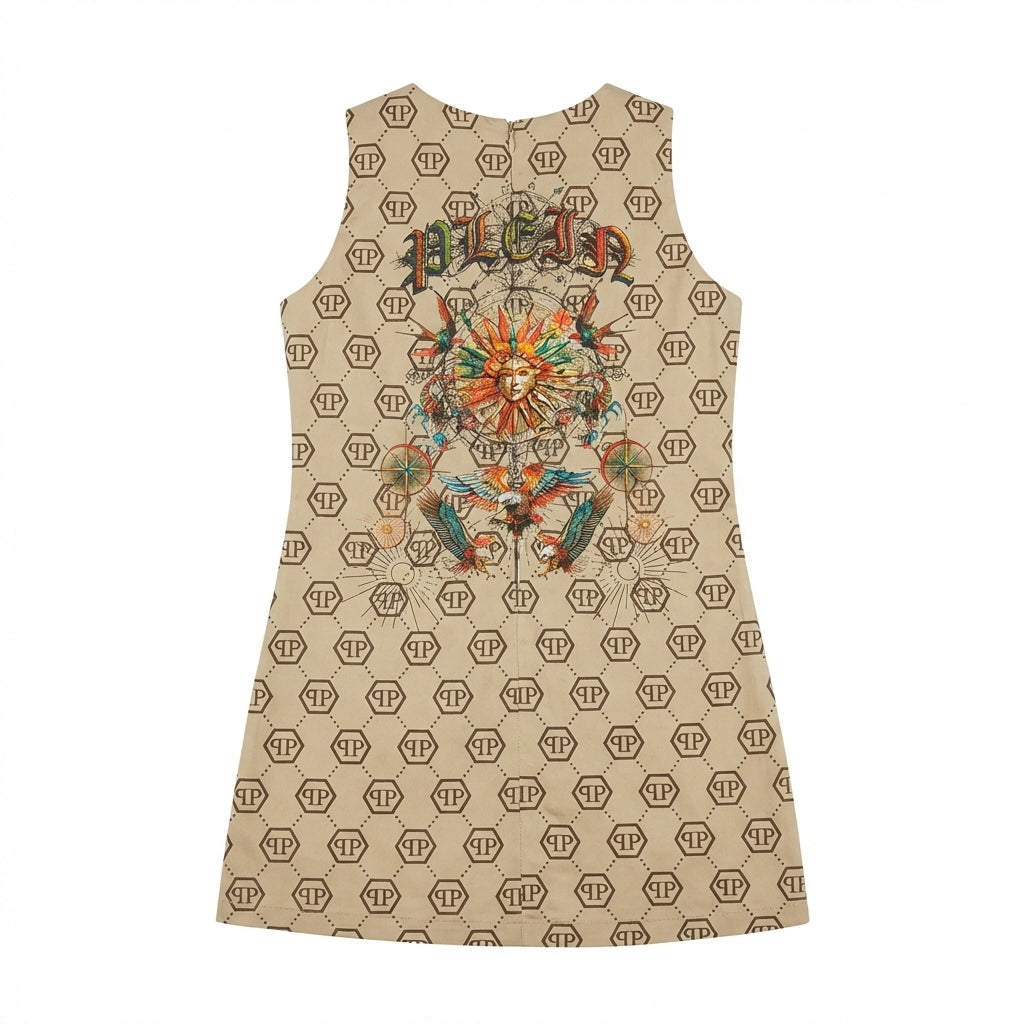 Philipp Plein Junior dress featuring colorful butterfly and bird embroidery available at Lestyle Boutique Melbourne