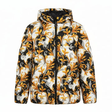 Versace puffer jacket featuring ornate baroque print available at Lestyle Boutique Melbourne