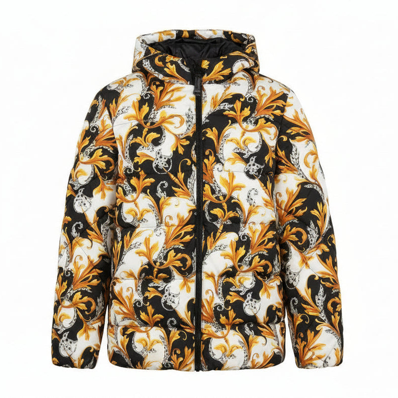 Versace puffer jacket featuring ornate baroque print available at Lestyle Boutique Melbourne