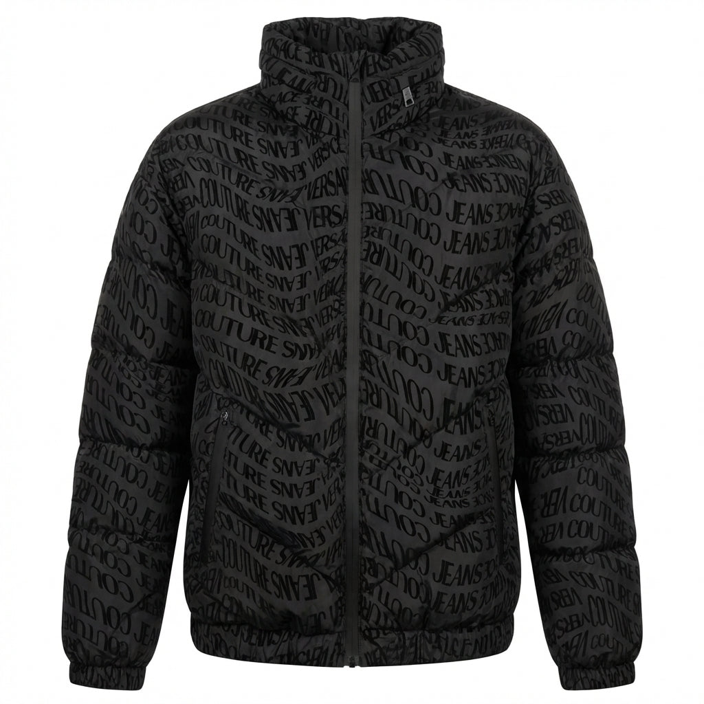 Versace Jeans Couture puffer jacket featuring bold logo print available at Lestyle Boutique Melbourne