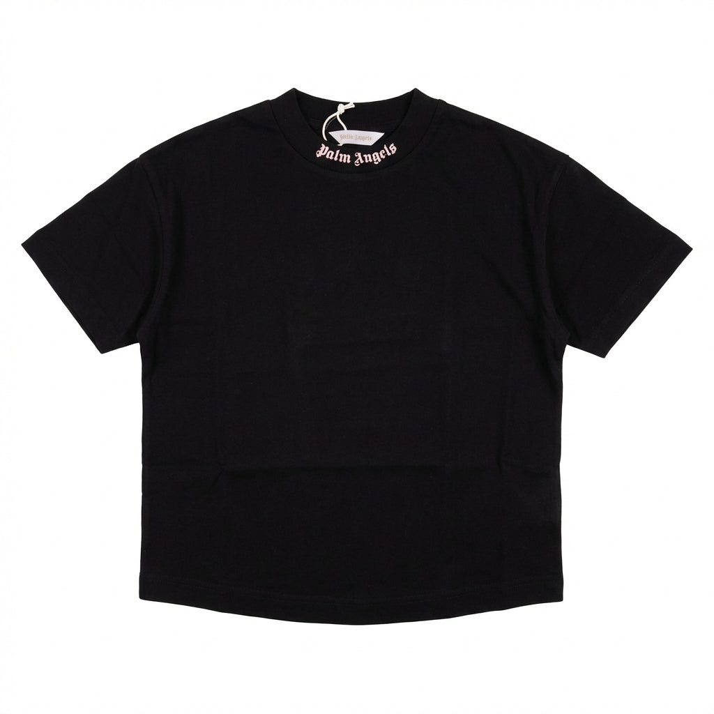 Palm Angels baby pink logo T-shirt featuring over logo design available at Lestyle Boutique Melbourne