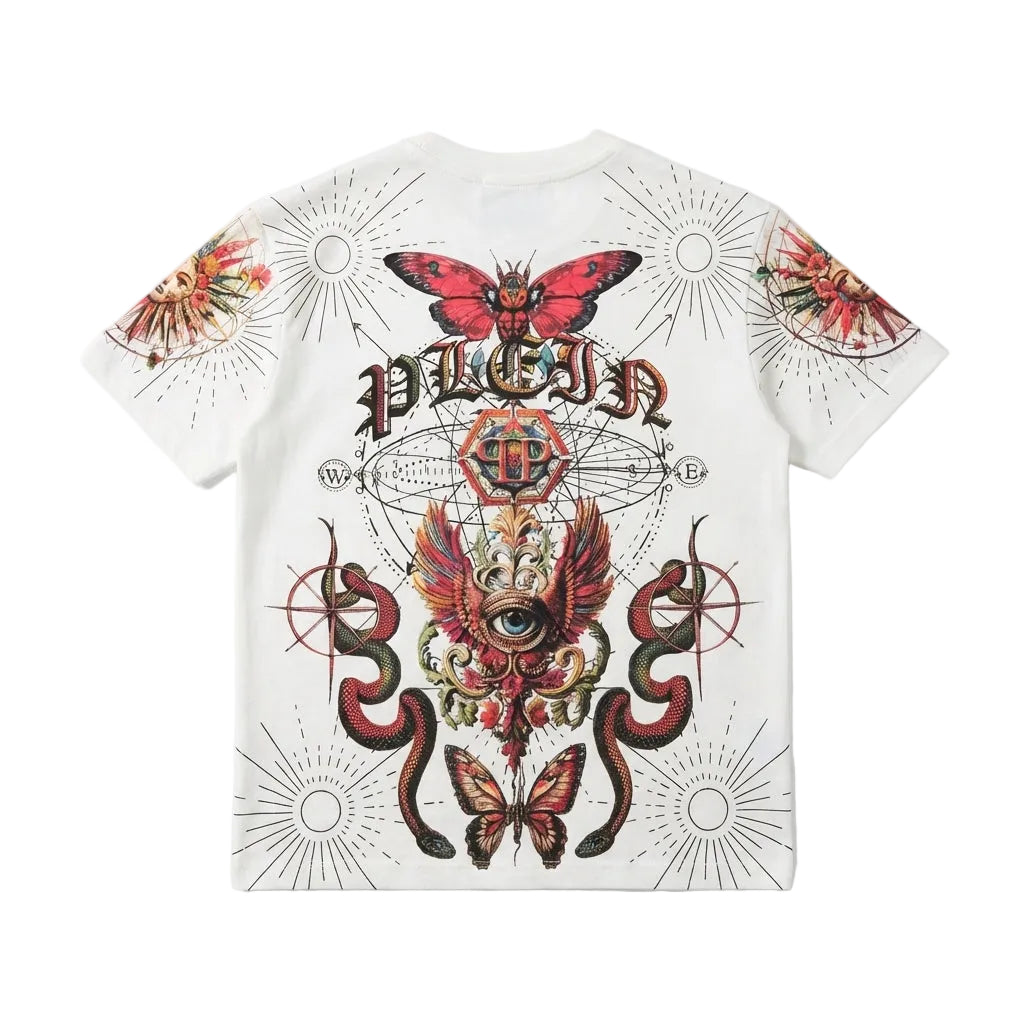 Philipp Plein Junior T-shirt boy featuring a skull and tattoo-inspired design available at Lestyle Boutique Melbourne