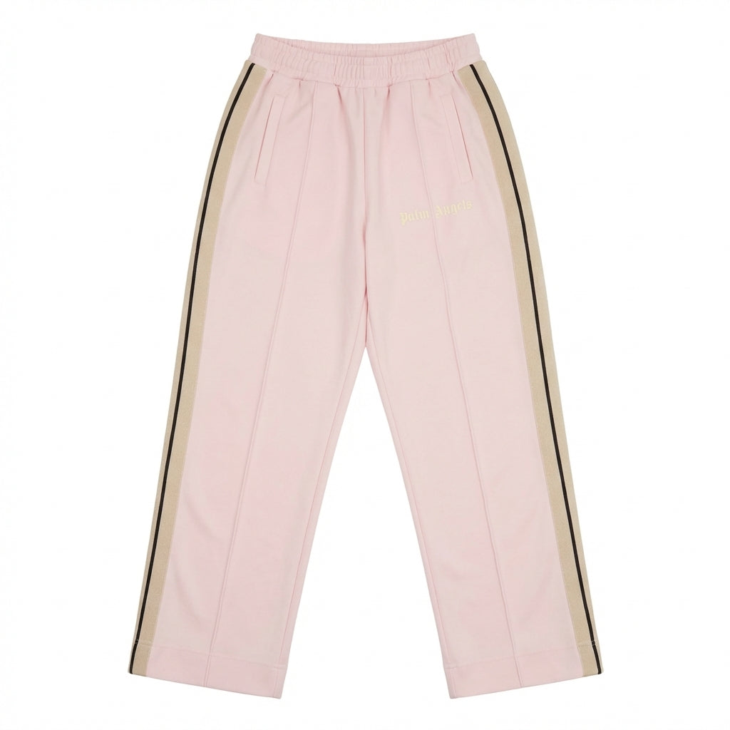 Palm Angels wide leg track pant featuring black side stripes available at Lestyle Boutique Melbourne