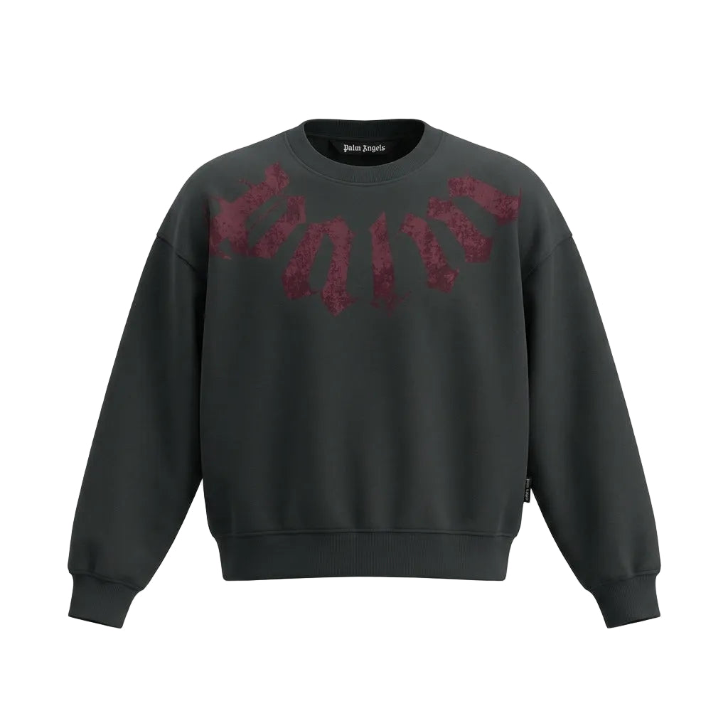 Palm Angels sweatshirt featuring red paint effect design available at Lestyle Boutique Melbourne