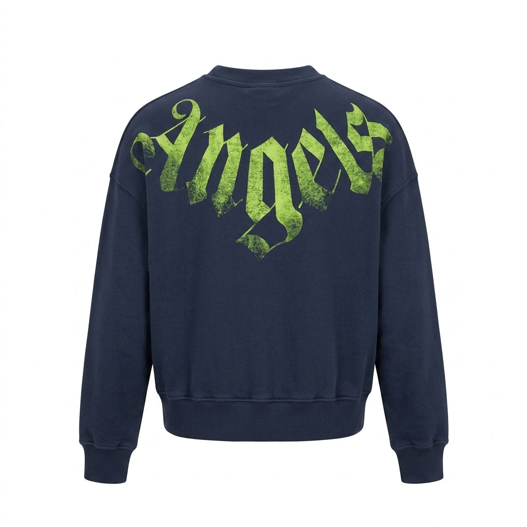Palm Angels sweatshirt featuring bold green text, available at Lestyle Boutique Melbourne
