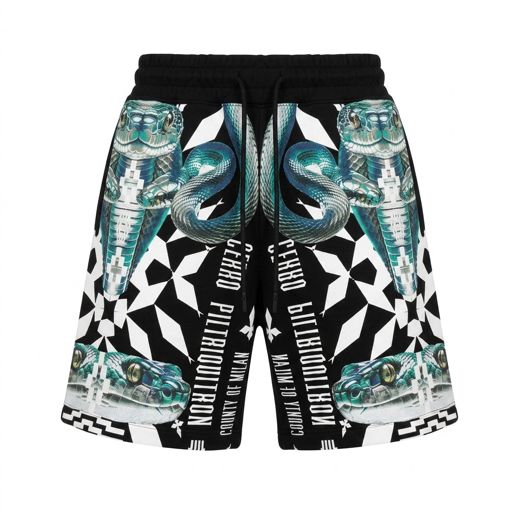 Marcelo Burlon sweatshorts featuring snake and geometric print available at Lestyle Boutique Melbourne