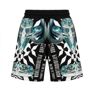Marcelo Burlon sweatshorts featuring snake and geometric print available at Lestyle Boutique Melbourne