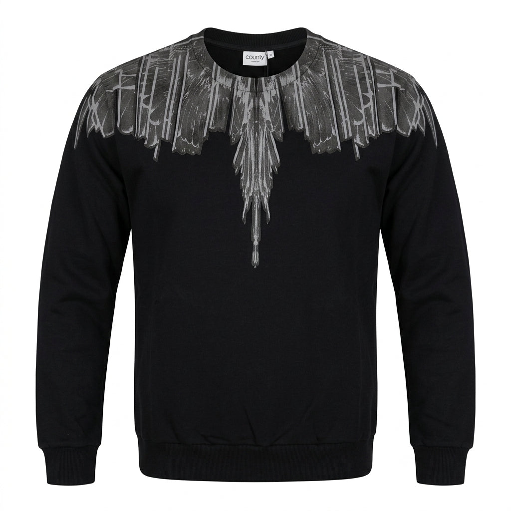 Marcelo Burlon sweatshirt featuring artistic shoulder detailing available at Lestyle Boutique Melbourne