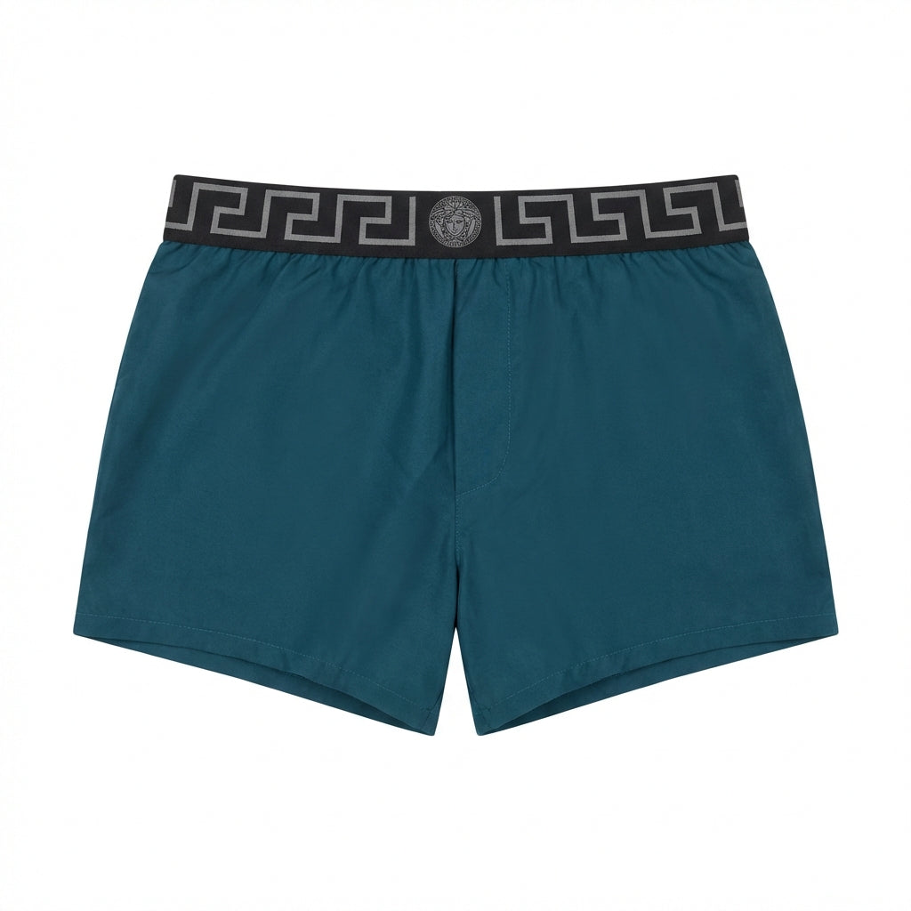 Versace shorts featuring Greek key waistband available at Lestyle Boutique Melbourne