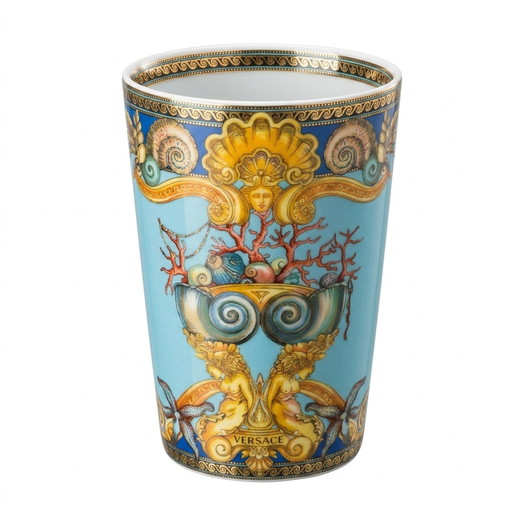 Versace cup featuring intricate gold and blue design available at Lestyle Boutique Melbourne