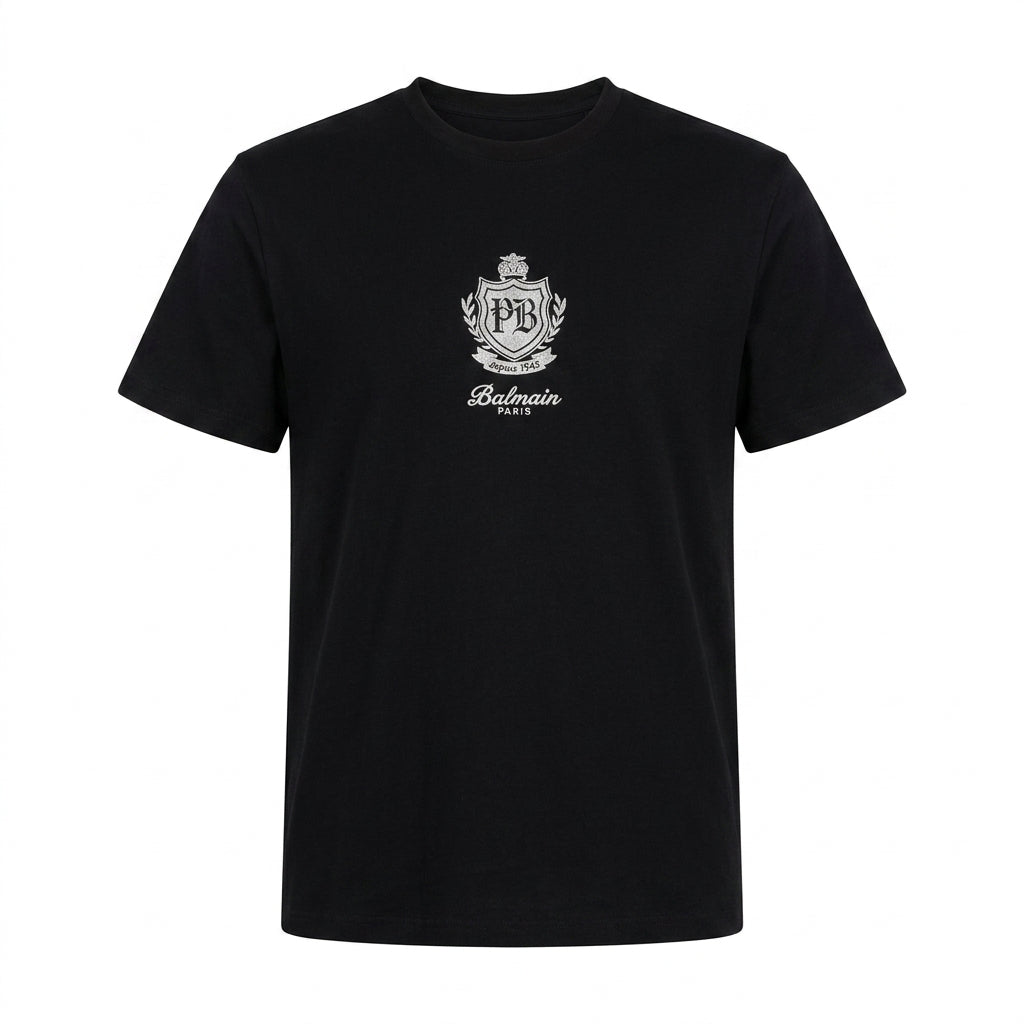 Balmain maxi T-shirt featuring crest logo available at Lestyle Boutique Melbourne