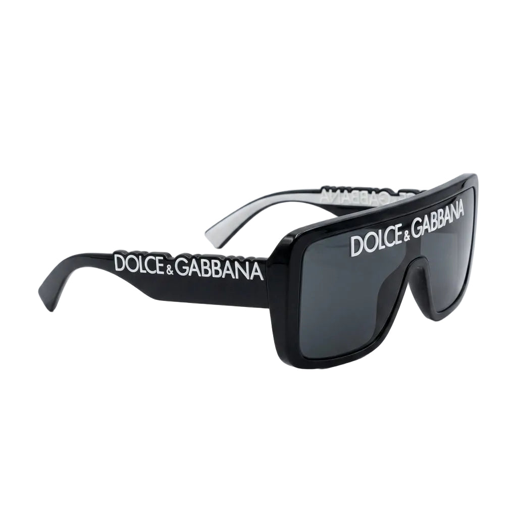 DOLCE & GABBANA sunglasses featuring black oversized shield design available at Lestyle Boutique Melbourne