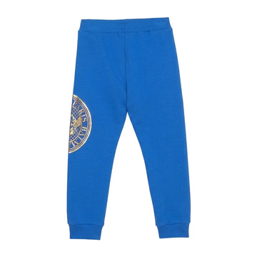 BALMAIN sweatpants featuring blue logo crest available at Lestyle Boutique Melbourne