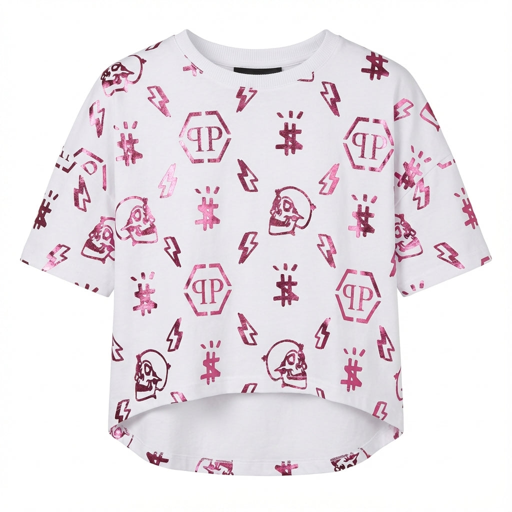 Philipp Plein t-shirt featuring skull and lightning bolt design available at Lestyle Boutique Melbourne