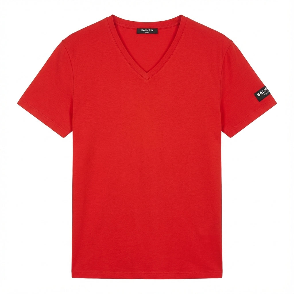 Balmain men's V-neck T-shirt featuring a classic design available at Lestyle Boutique Melbourne