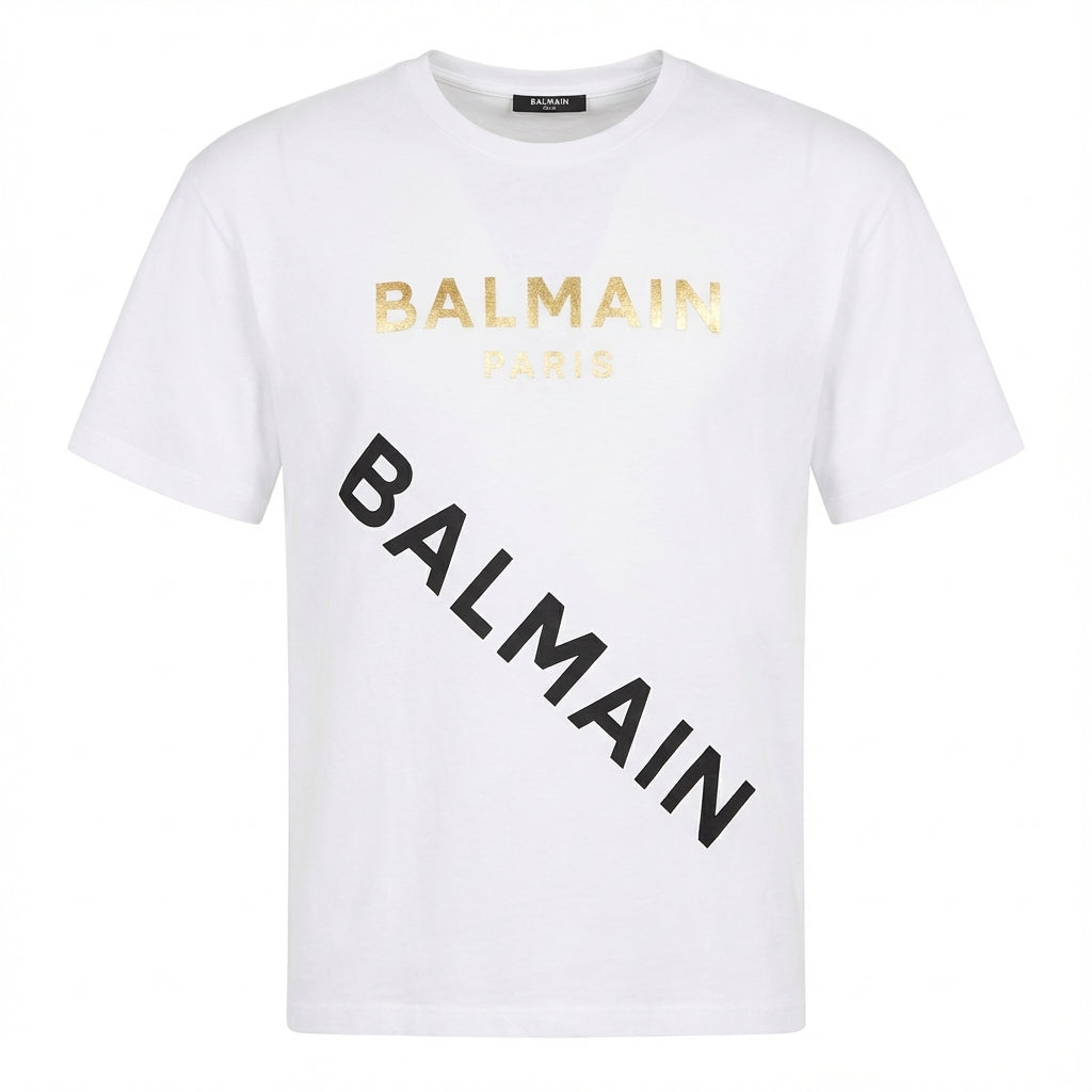 Balmain T-shirt featuring bold branding available at Lestyle Boutique Melbourne