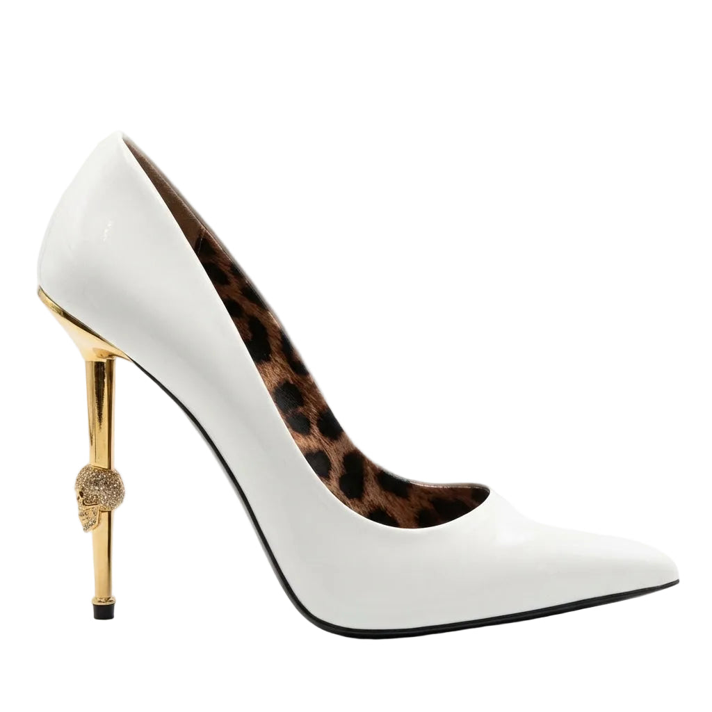 Philipp Plein women's high heel shoe featuring leopard print interior available at Lestyle Boutique Melbourne