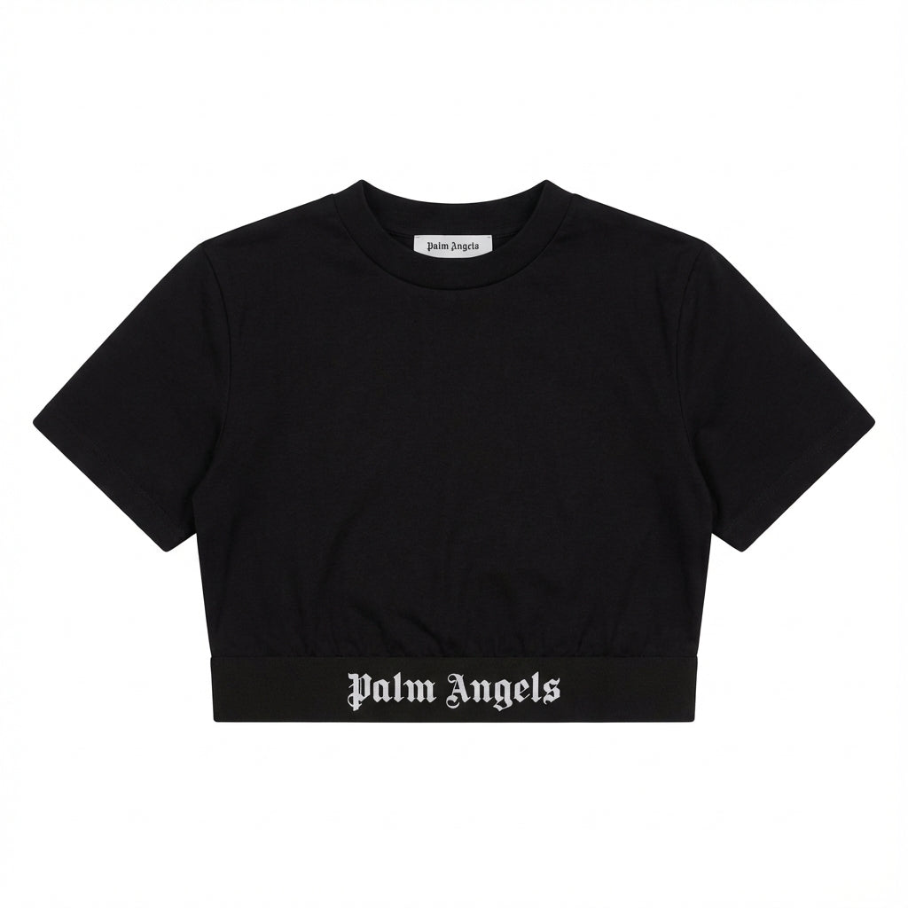 Palm Angels crop top featuring branded waistband available at Lestyle Boutique Melbourne
