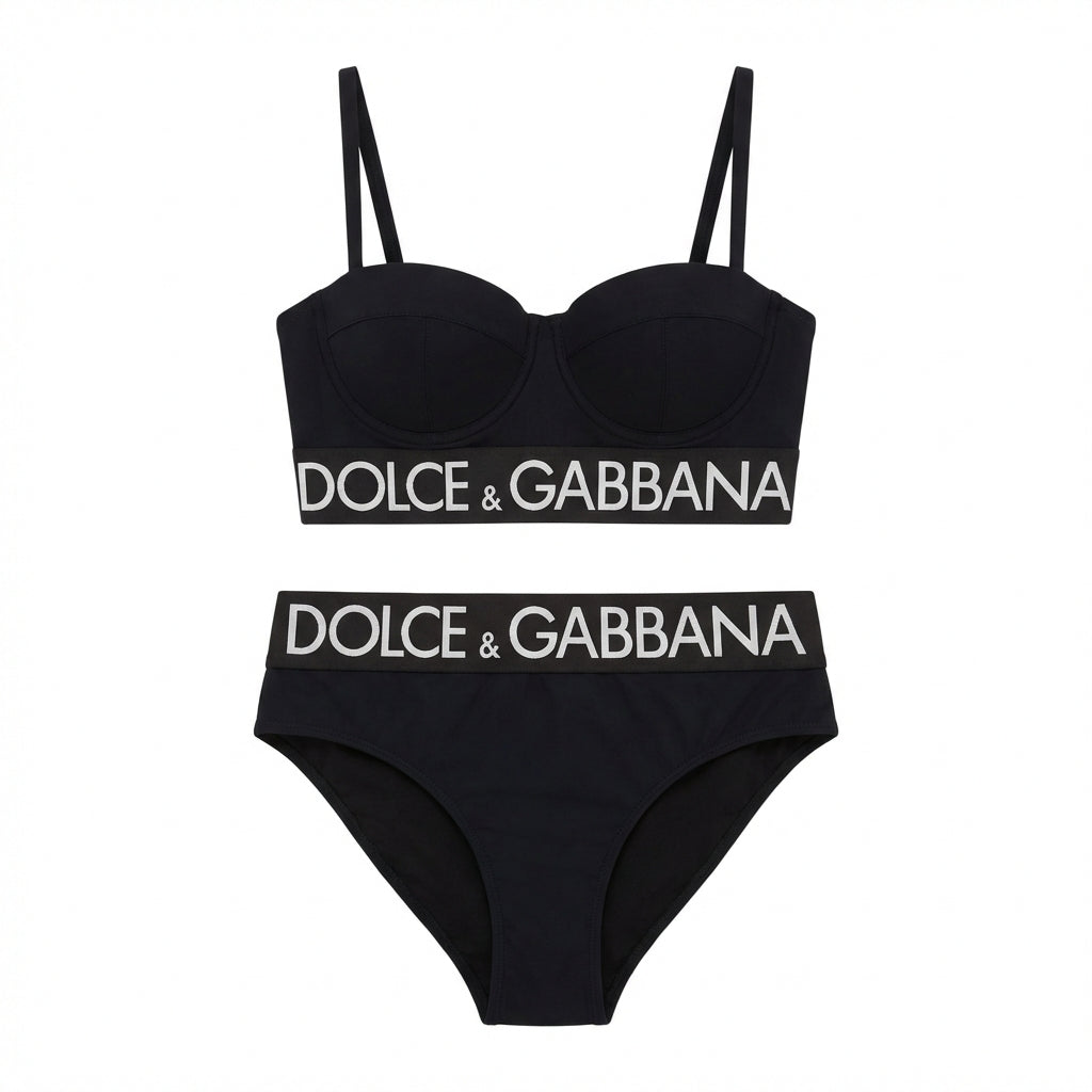 Dolce & Gabbana women's swimsuit featuring a bold logo waistband available at Lestyle Boutique Melbourne