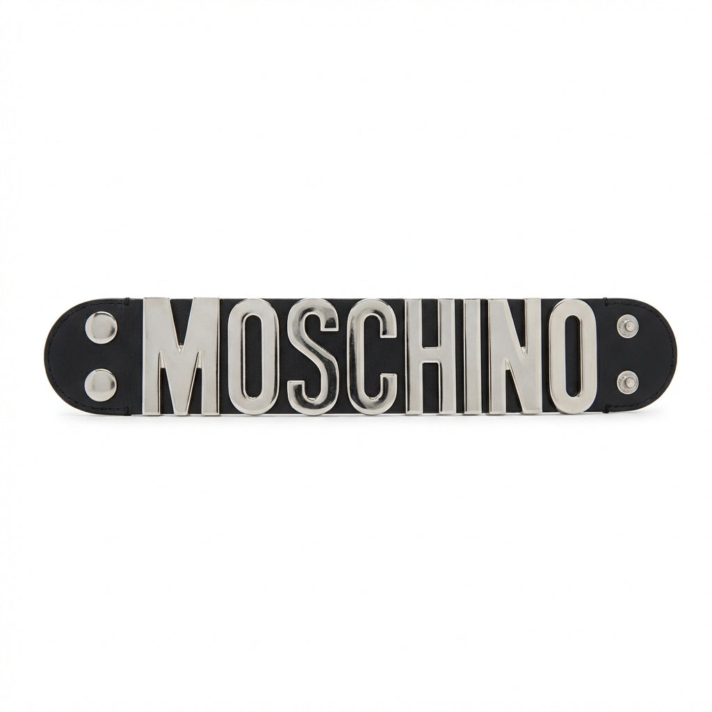 Moschino bracelet featuring metallic logo available at Lestyle Boutique Melbourne