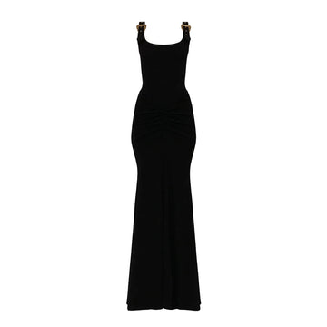 Versace Jeans Couture black dress featuring shoulder embellishments available at Lestyle Boutique Melbourne