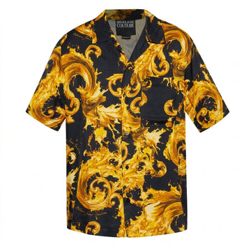 Versace Jeans Couture shirt featuring bold yellow and black baroque pattern available at Lestyle Boutique Melbourne