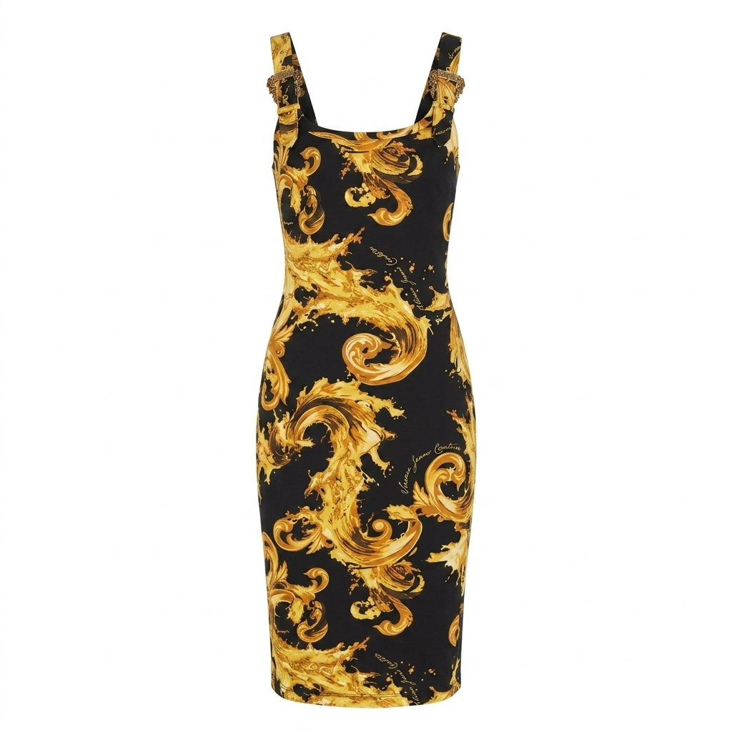 Versace Jeans Couture dress featuring swirling gold pattern available at Lestyle Boutique Melbourne