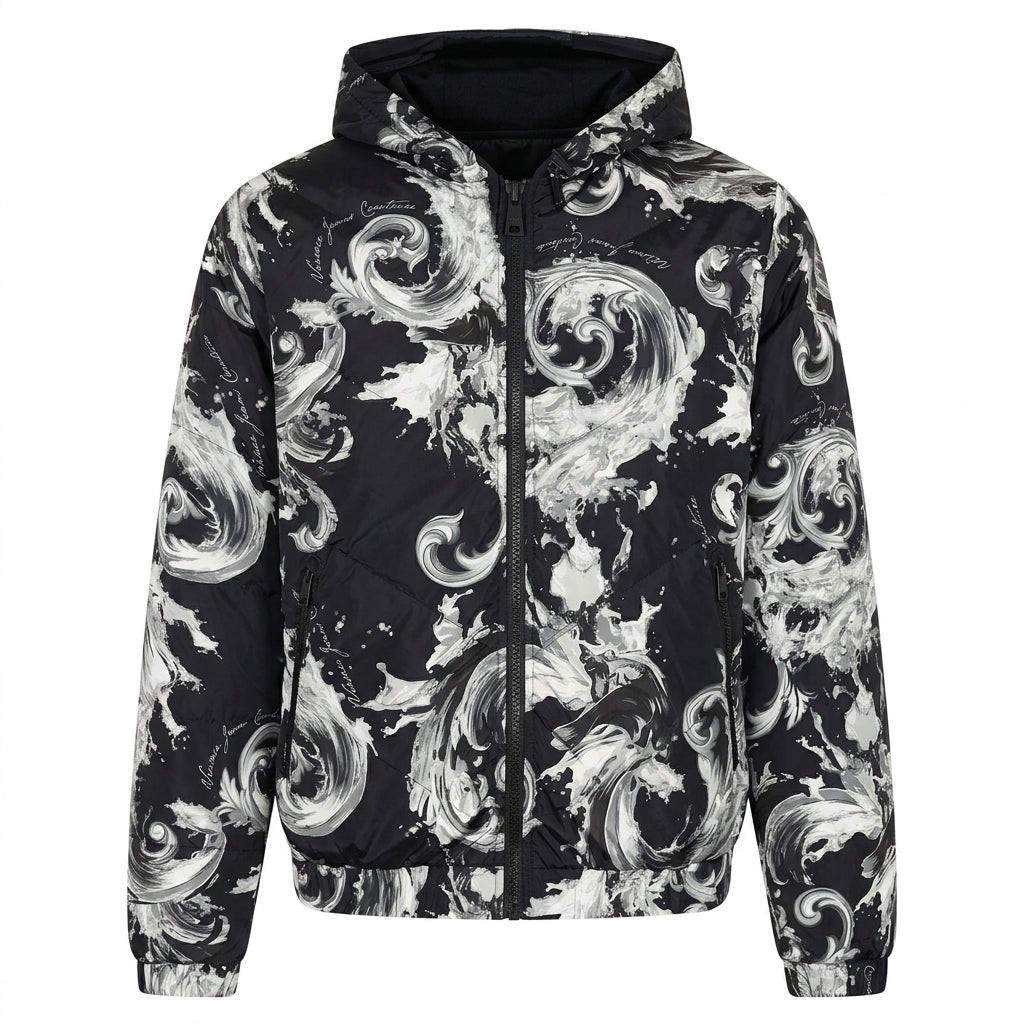Versace Jeans Couture reversible jacket featuring a swirling print available at Lestyle Boutique Melbourne