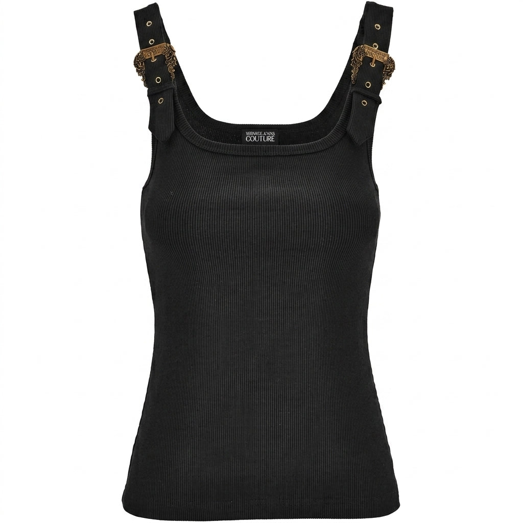 Versace Jeans Couture top featuring gold chain embellishments available at Lestyle Boutique Melbourne