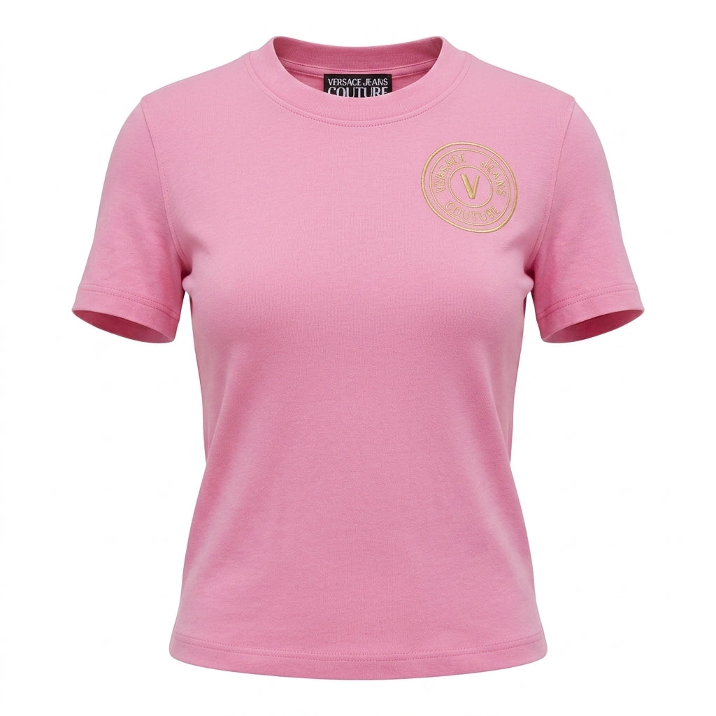 Versace Jeans Couture pink t-shirt featuring logo embroidery available at Lestyle Boutique Melbourne