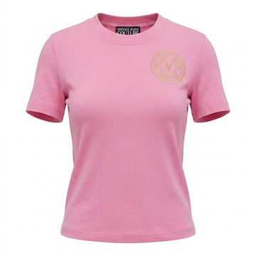 Versace Jeans Couture pink t-shirt featuring logo embroidery available at Lestyle Boutique Melbourne