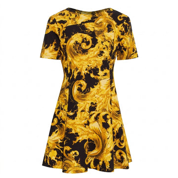 Versace Jeans Couture dress featuring bold yellow and black baroque pattern available at Lestyle Boutique Melbourne