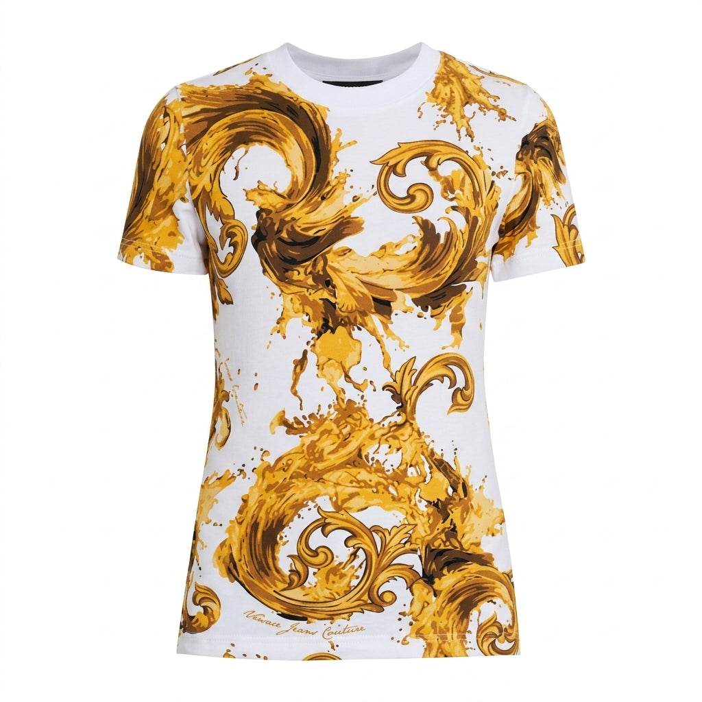 Versace Jeans Couture top featuring bold gold baroque pattern available at Lestyle Boutique Melbourne