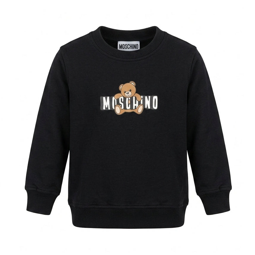 Moschino kids sweatshirt featuring a teddy bear graphic available at Lestyle Boutique Melbourne