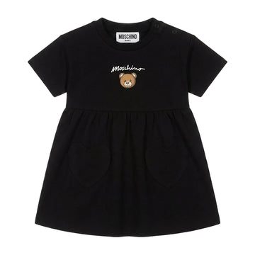 Moschino Kids dress featuring embroidered teddy bear face available at Lestyle Boutique Melbourne