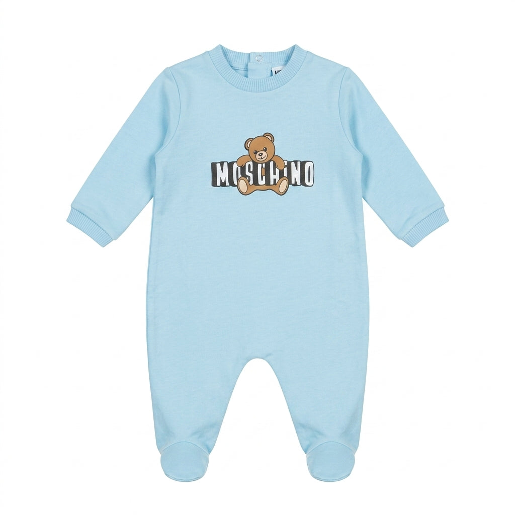 Moschino baby romper featuring teddy bear logo available at Lestyle Boutique Melbourne